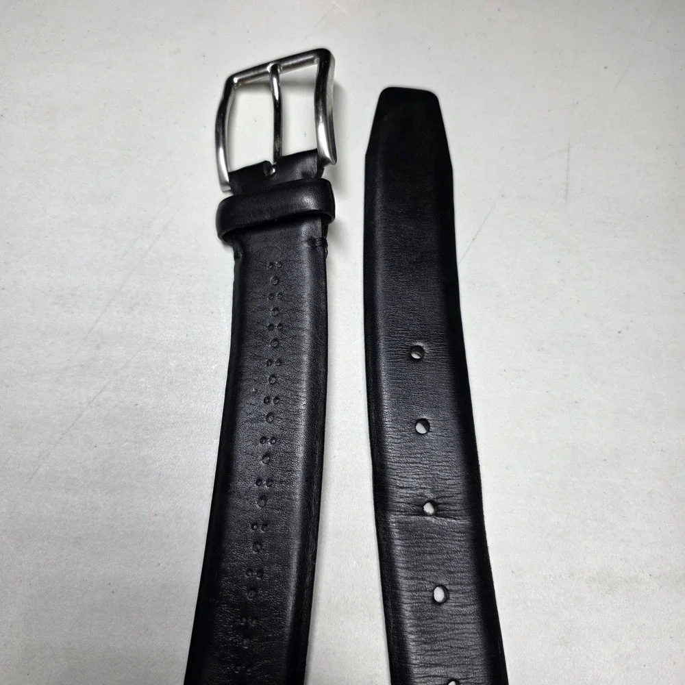 Allen Edmonds Mens Black Perforated Leather Belt 107 42 Made in USA 1015597